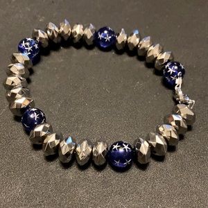 Unisex silver and blue bracelet